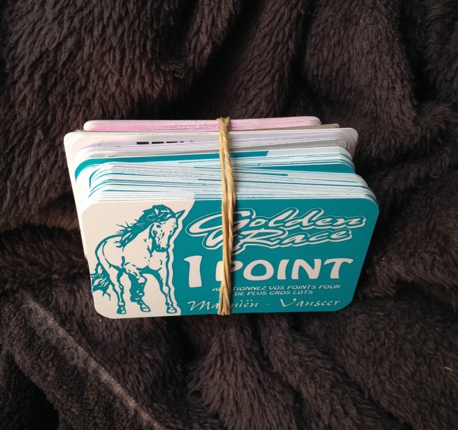 Het resultaat van een jaar of drie punten sparen. Dat piepend geluid dat jullie op de achtergrond horen is mijn portemonnee die aan het hyperventileren is. 